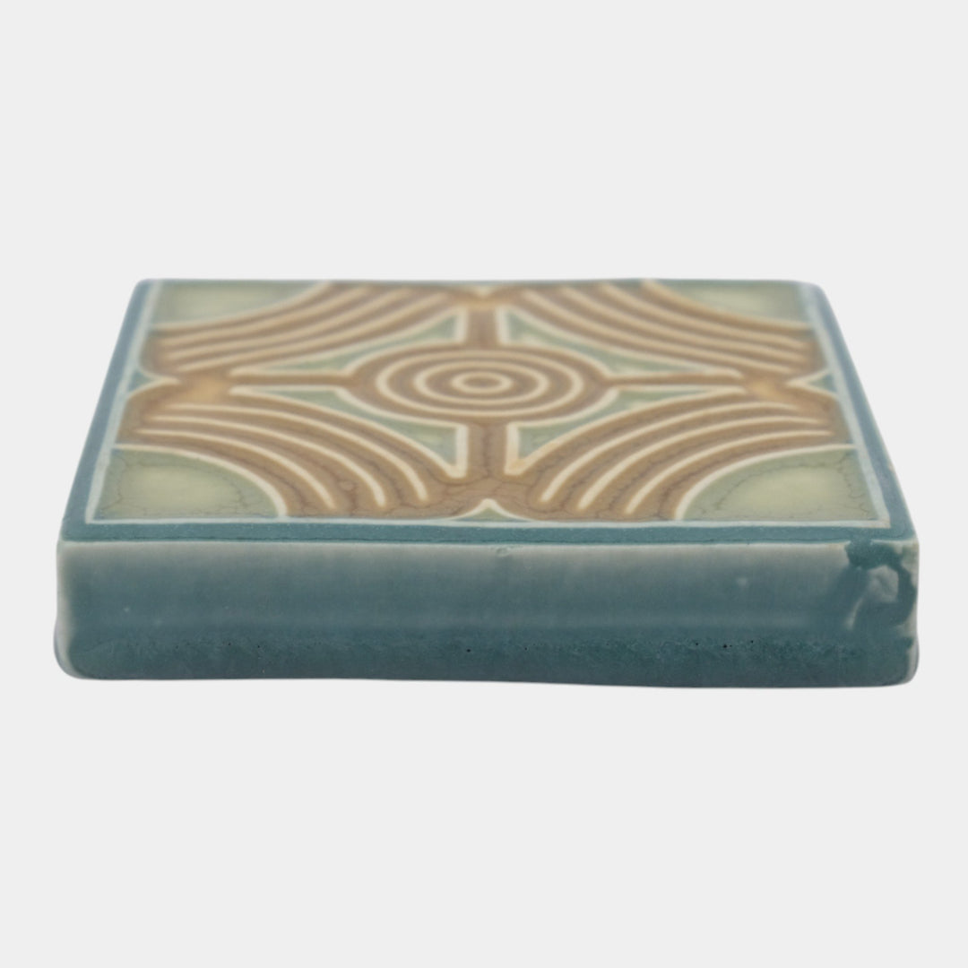 Rookwood 1918 Vintage Arts And Crafts Pottery Blue Ceramic Trivet Tile 3023