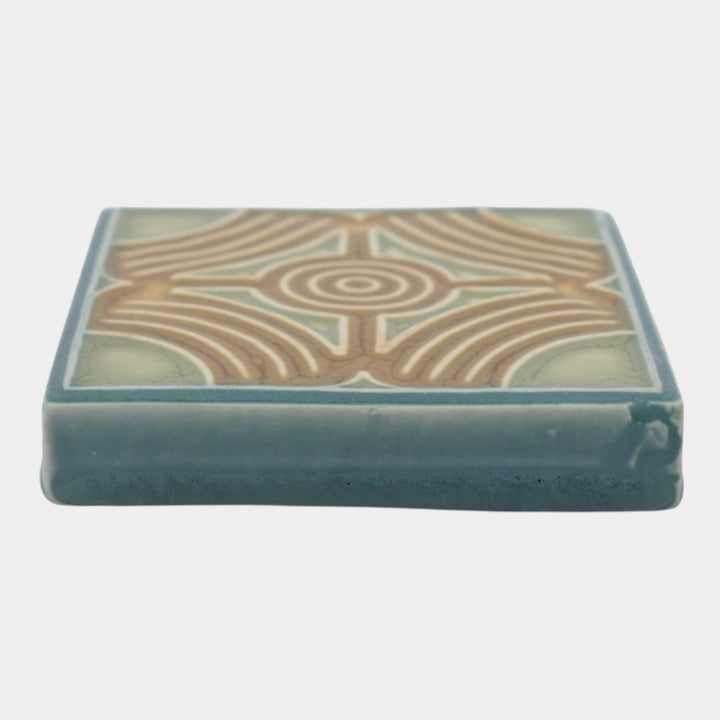 Rookwood 1918 Vintage Arts And Crafts Pottery Blue Ceramic Trivet Tile 3023