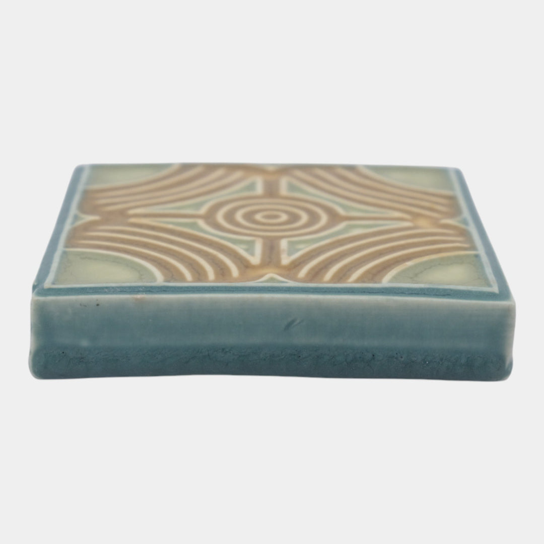 Rookwood 1918 Vintage Arts And Crafts Pottery Blue Ceramic Trivet Tile 3023