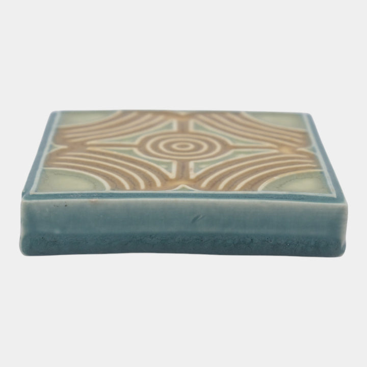 Rookwood 1918 Vintage Arts And Crafts Pottery Blue Ceramic Trivet Tile 3023