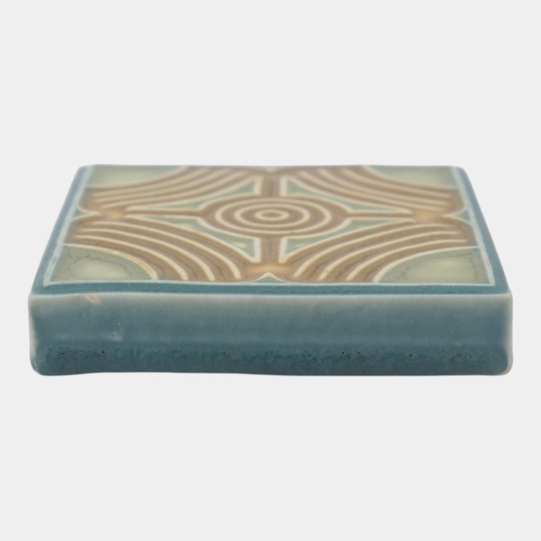 Rookwood 1918 Vintage Arts And Crafts Pottery Blue Ceramic Trivet Tile 3023
