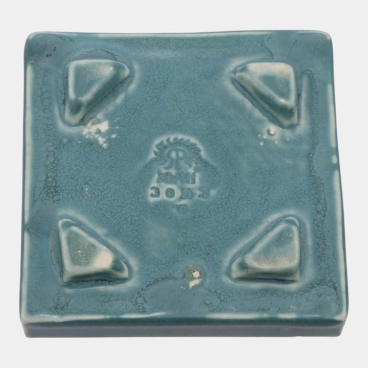 Rookwood 1918 Vintage Arts And Crafts Pottery Blue Ceramic Trivet Tile 3023