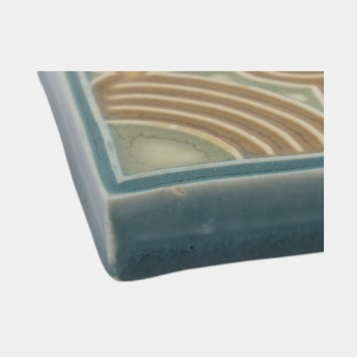 Rookwood 1918 Vintage Arts And Crafts Pottery Blue Ceramic Trivet Tile 3023