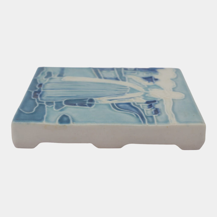Rookwood 1921 Vintage Art Pottery Blue Scenic Dutch Woman Tea Tile Trivet 1819