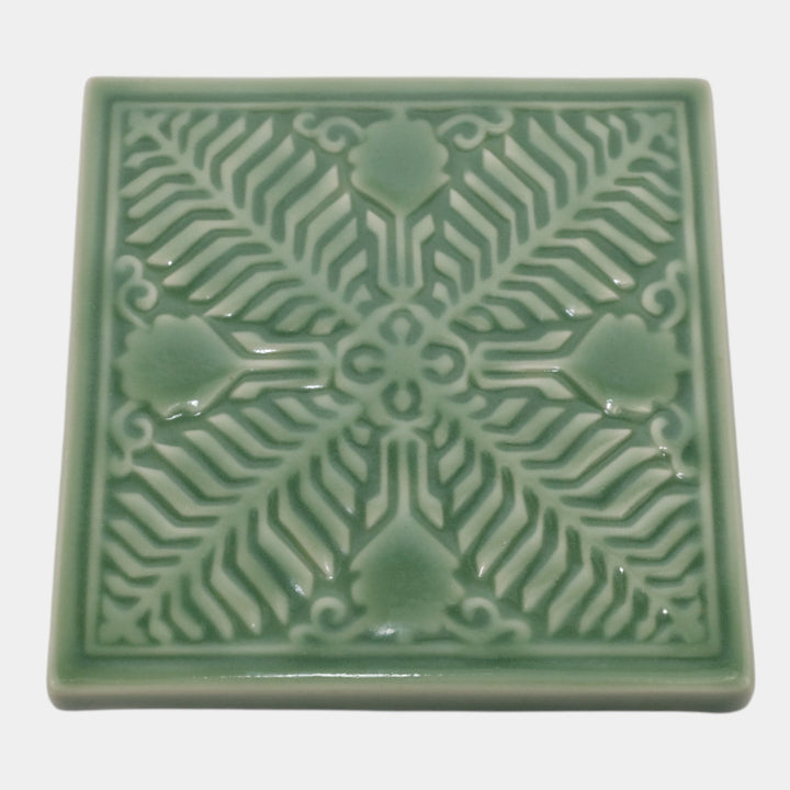 Rookwood 1954 Vintage Art Pottery Zonta International Green Tile Trivet