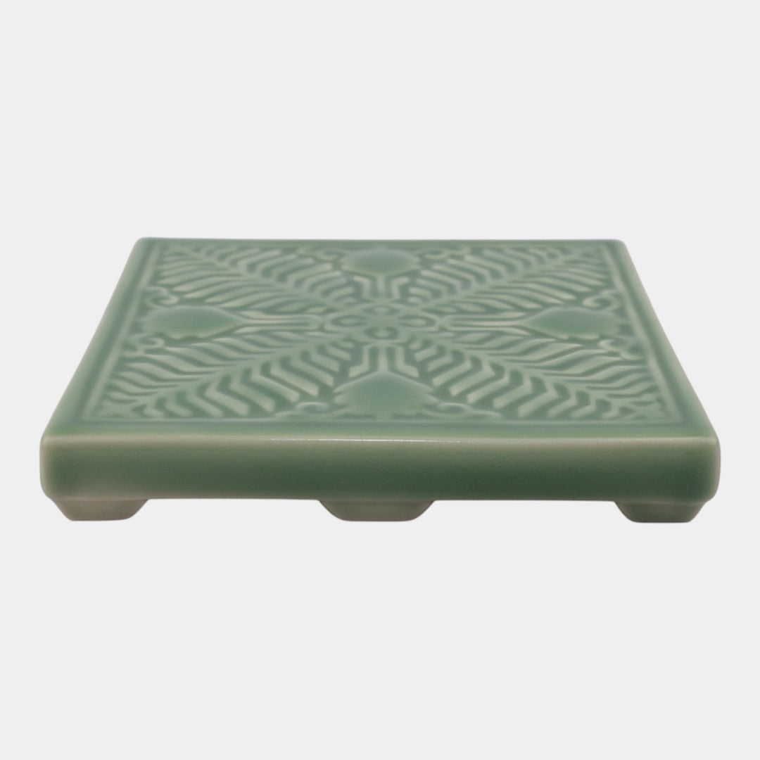 Rookwood 1954 Vintage Art Pottery Zonta International Green Tile Trivet