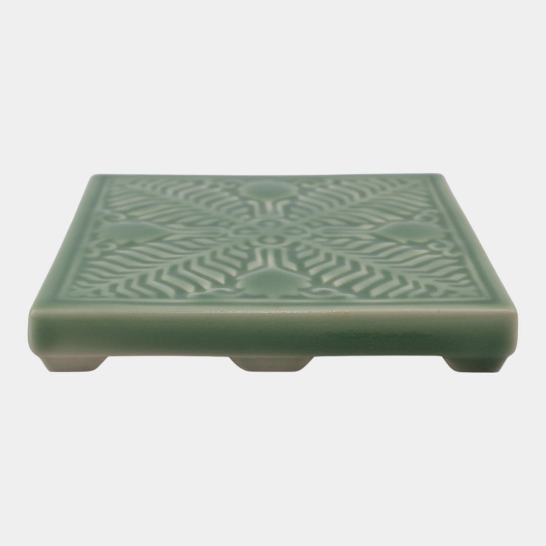 Rookwood 1954 Vintage Art Pottery Zonta International Green Tile Trivet