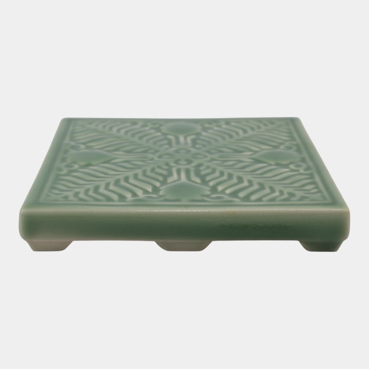 Rookwood 1954 Vintage Art Pottery Zonta International Green Tile Trivet