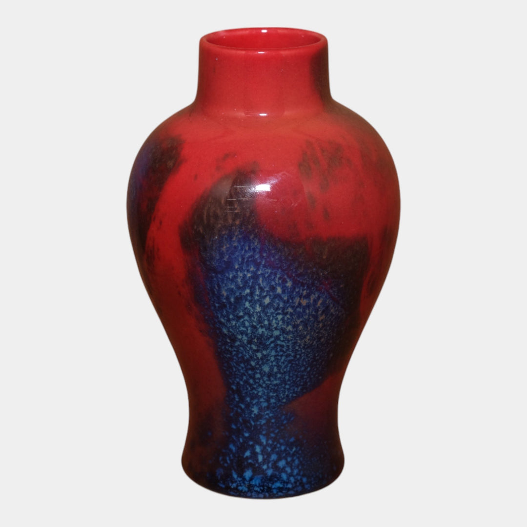 Royal Doulton English 1900s Art Pottery Red Flambe Sung Ware Vase Fred Moore