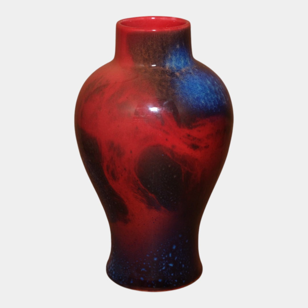 Royal Doulton English 1900s Art Pottery Red Flambe Sung Ware Vase Fred Moore