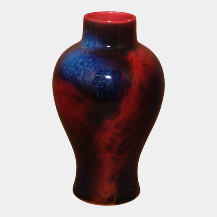 Royal Doulton English 1900s Art Pottery Red Flambe Sung Ware Vase Fred Moore