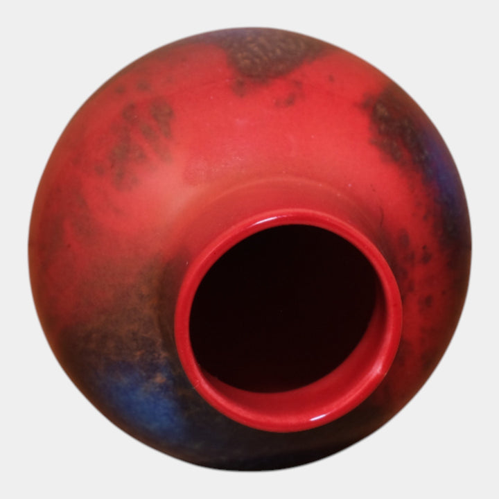 Royal Doulton English 1900s Art Pottery Red Flambe Sung Ware Vase Fred Moore