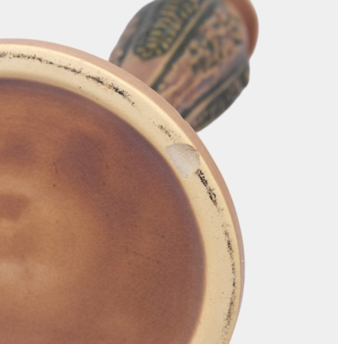 Roseville Florentine I Brown 1924 Arts And Crafts Pottery Candle Holders 1050-10