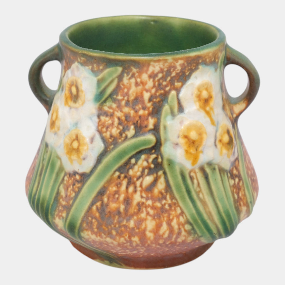 Roseville Jonquil 1931 Arts And Crafts Pottery Brown Ceramic Flower Vase 539-4 - Just Art Pottery