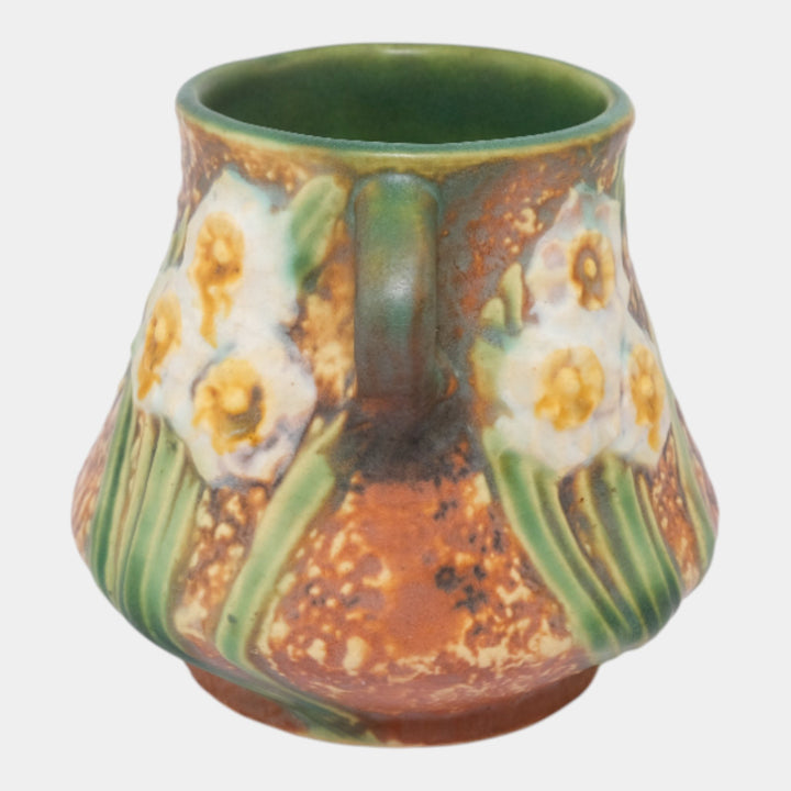 Roseville Jonquil 1931 Arts And Crafts Pottery Brown Ceramic Flower Vase 539-4 - Just Art Pottery