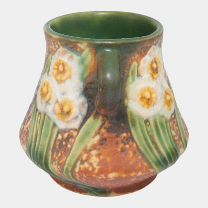 Roseville Jonquil 1931 Arts And Crafts Pottery Brown Ceramic Flower Vase 539-4 - Just Art Pottery