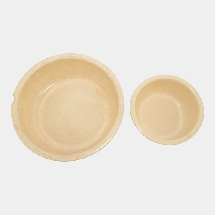 Roseville Creamware Utility Ware 1920s Pottery Orange Band Ceramic Bowls - Just Art Pottery