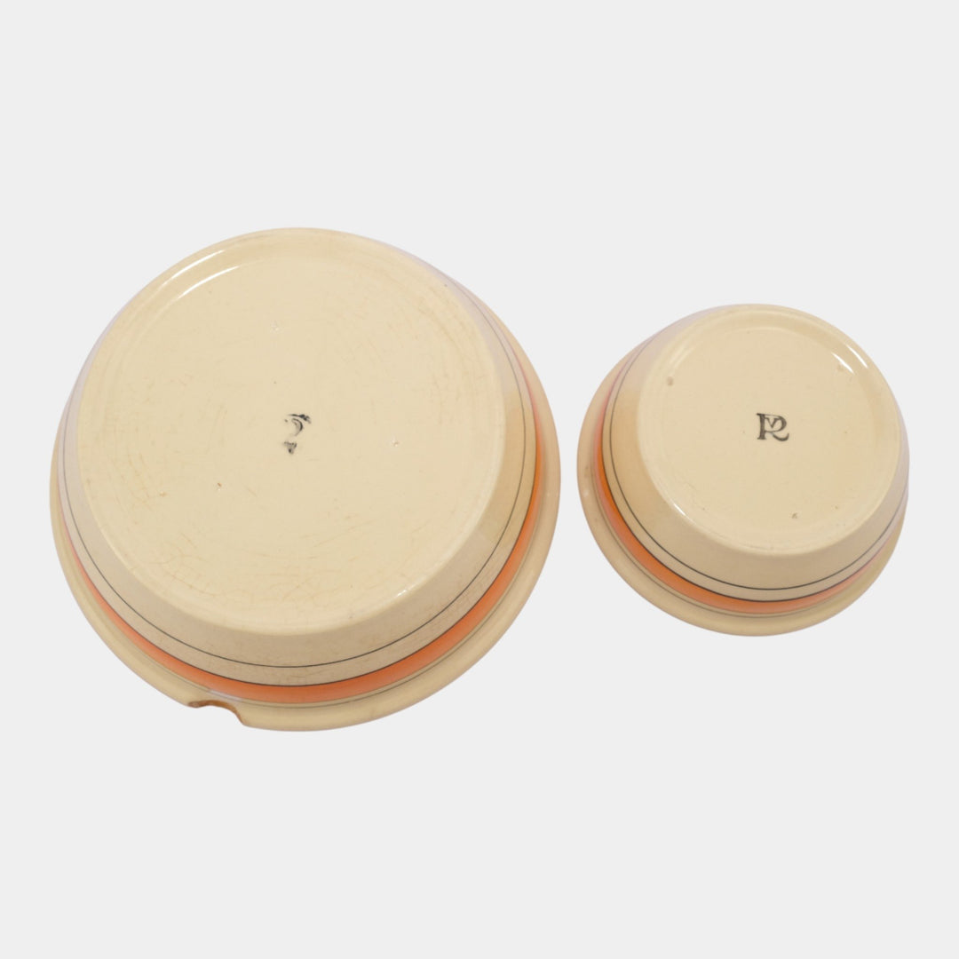 Roseville Creamware Utility Ware 1920s Pottery Orange Band Ceramic Bowls - Just Art Pottery