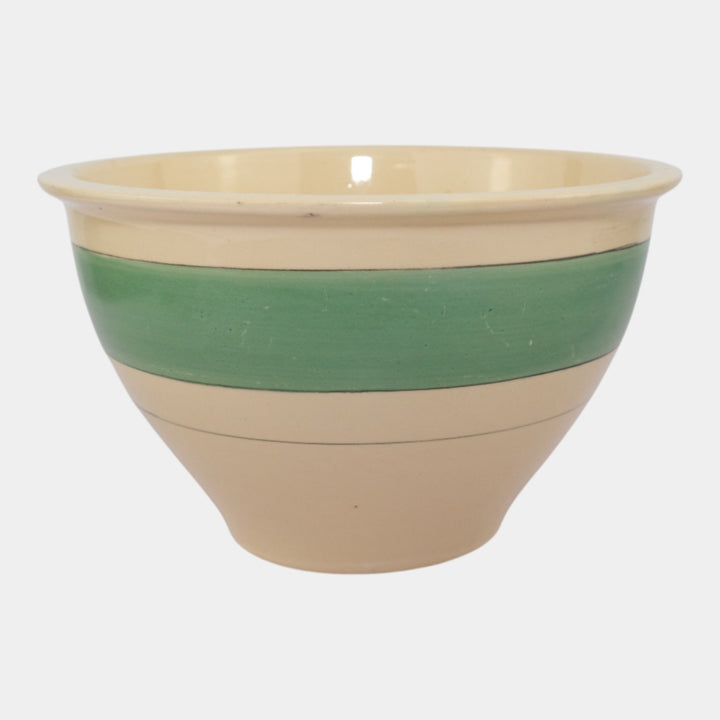 Roseville Creamware Utility Ware 1920s Pottery Green Band Ceramic Bowl 3-8