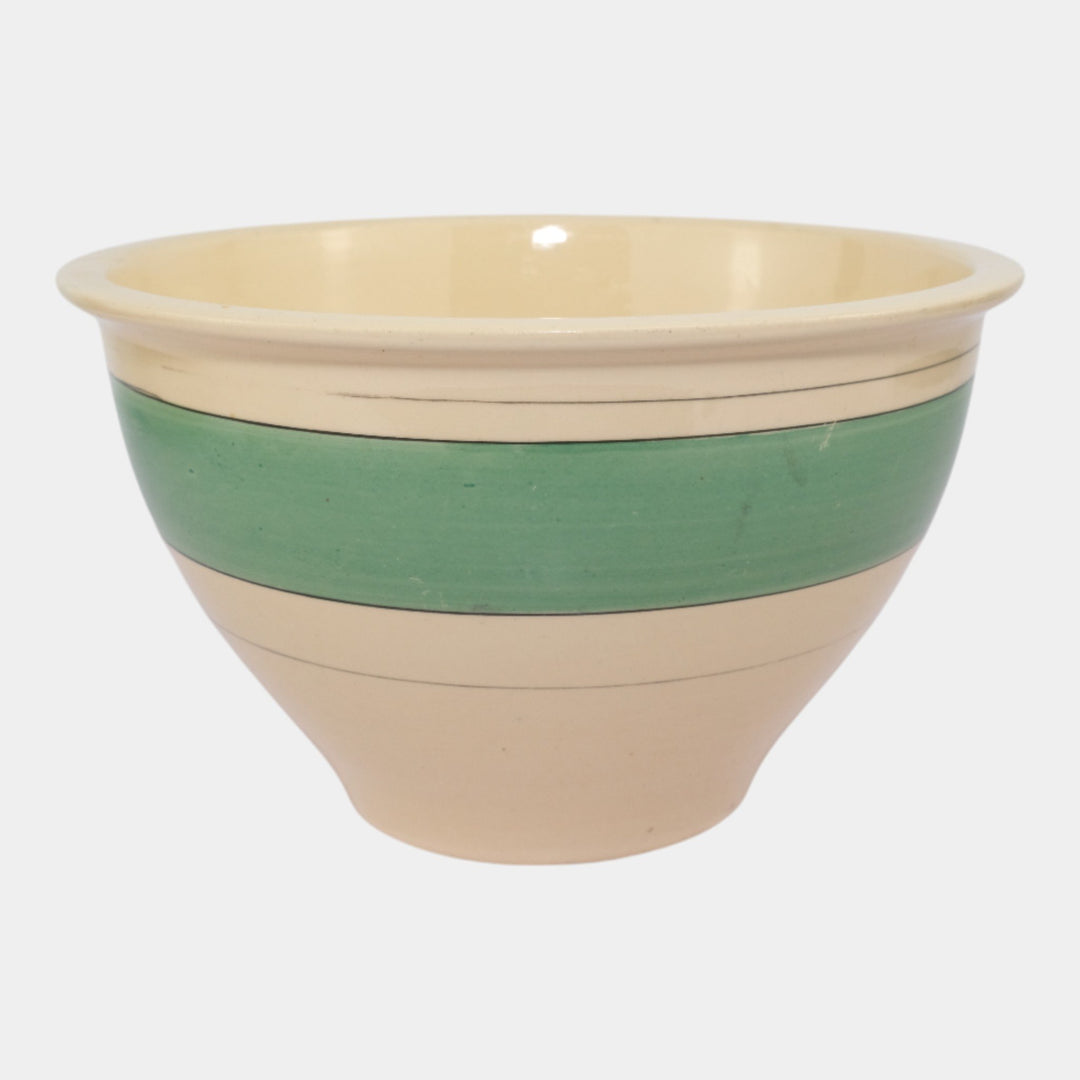 Roseville Creamware Utility Ware 1920s Pottery Green Band Ceramic Bowl 3-8