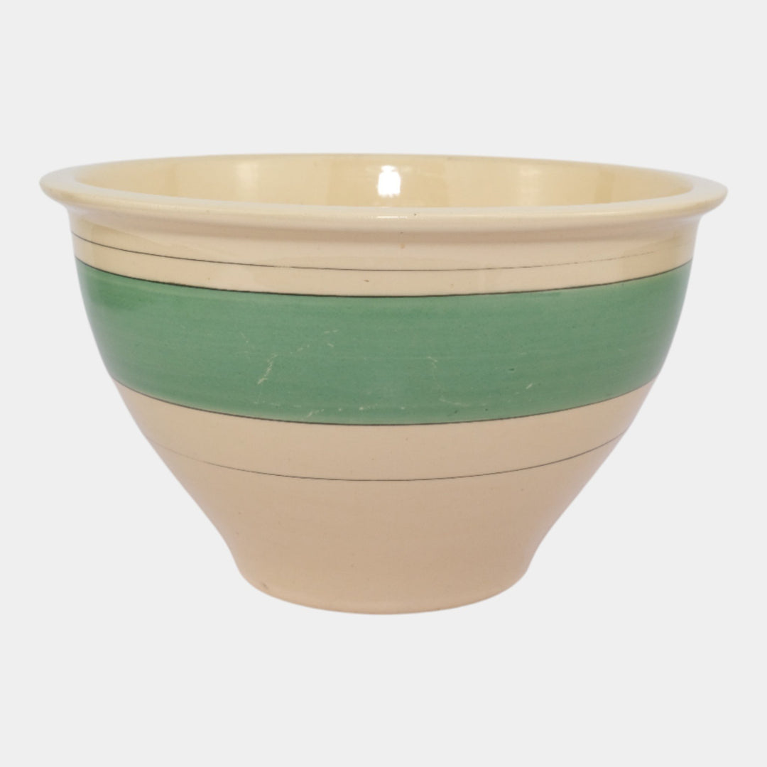 Roseville Creamware Utility Ware 1920s Pottery Green Band Ceramic Bowl 3-8