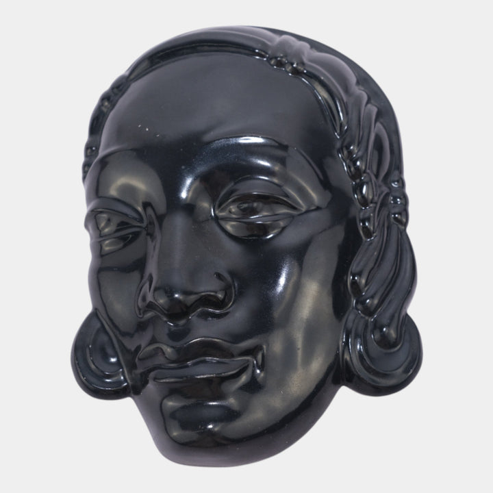 Lenox Art Deco Black Porcelain Decorative Sculptural Face Wall Plaque B391-225