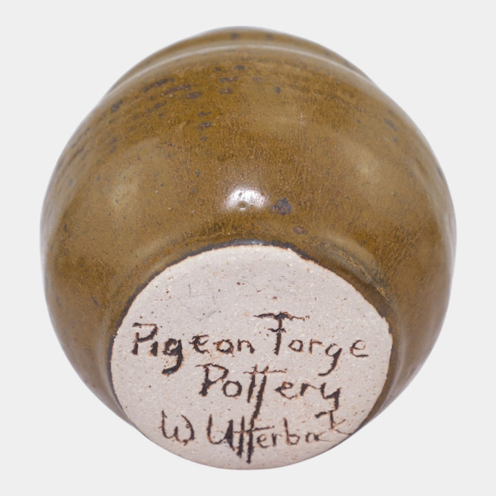 Pigeon Forge Tennessee Art Pottery Brown Ribbed Ceramic Vase Utterback