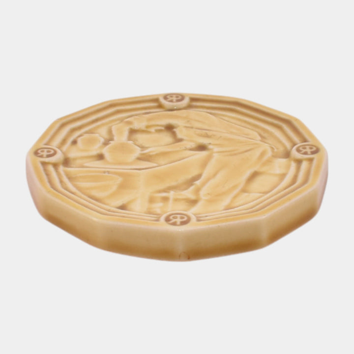 Rookwood 1935 Vintage Art Pottery Yellow Potter At The Wheel Ceramic Tile Trivet