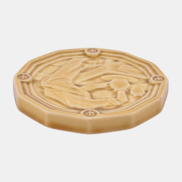 Rookwood 1935 Vintage Art Pottery Yellow Potter At The Wheel Ceramic Tile Trivet