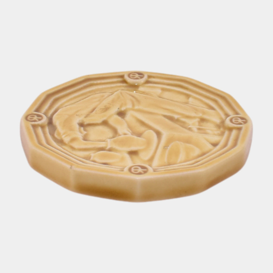 Rookwood 1935 Vintage Art Pottery Yellow Potter At The Wheel Ceramic Tile Trivet