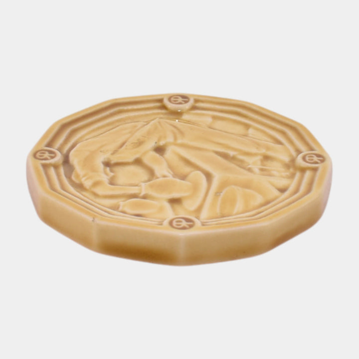 Rookwood 1935 Vintage Art Pottery Yellow Potter At The Wheel Ceramic Tile Trivet