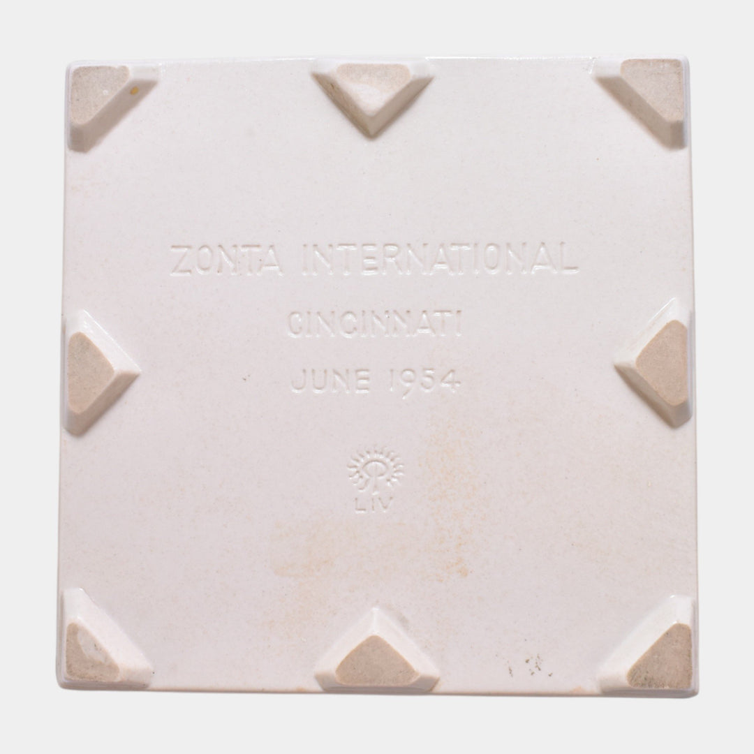 Rookwood 1954 Vintage Art Pottery Zonta International Green Ceramic Tile