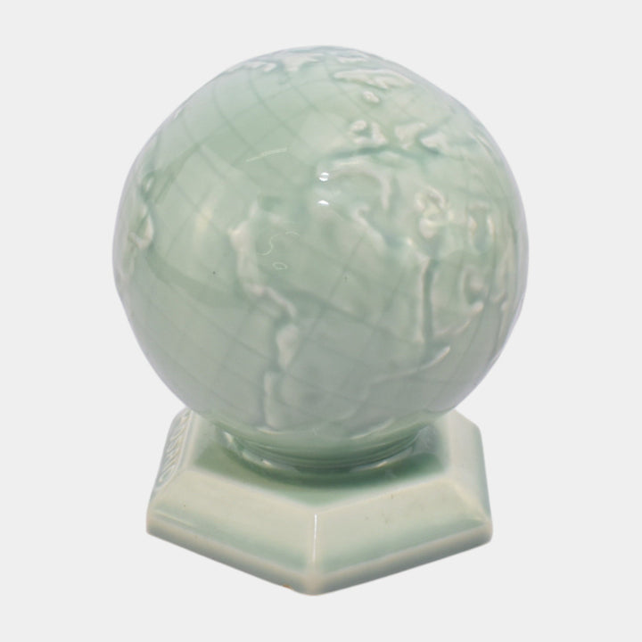 Mosaic Tile Company Zanesville Ohio 1930s Art Deco Pottery Green Ceramic Globe