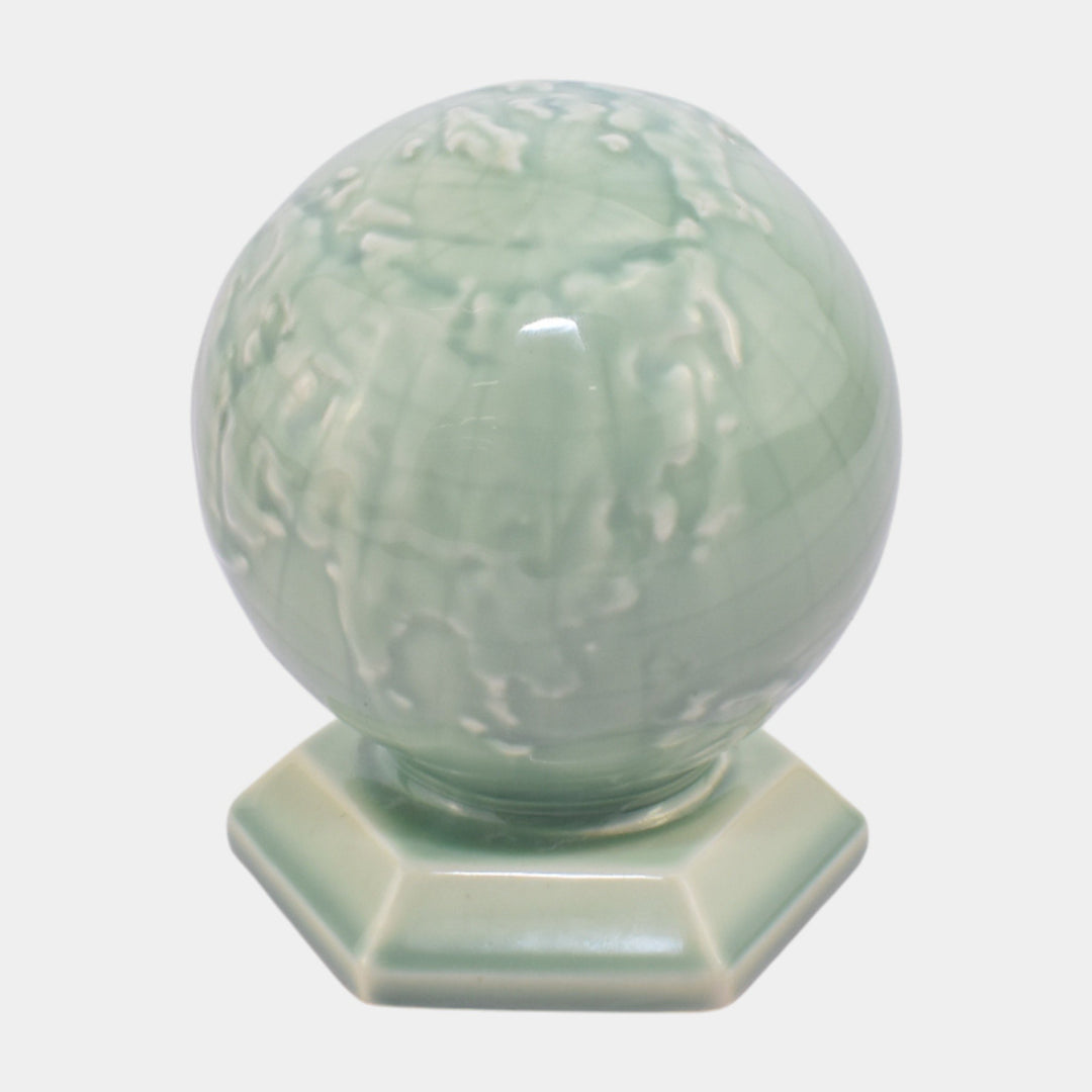 Mosaic Tile Company Zanesville Ohio 1930s Art Deco Pottery Green Ceramic Globe