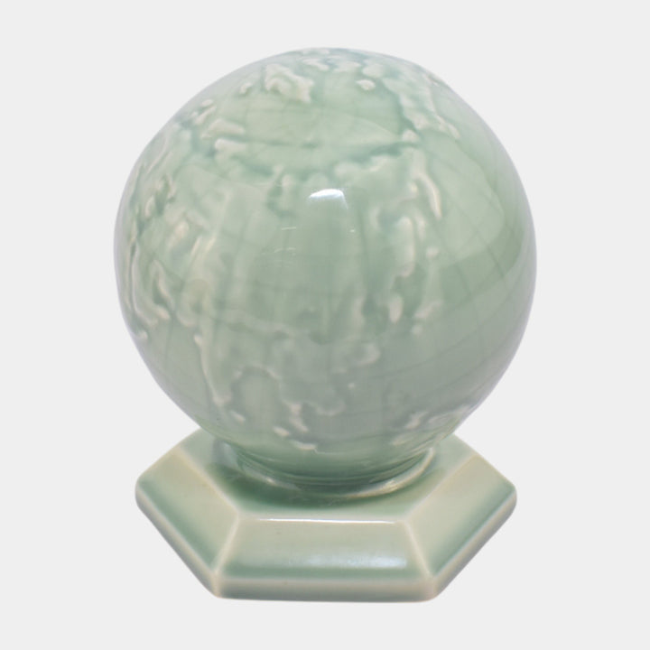 Mosaic Tile Company Zanesville Ohio 1930s Art Deco Pottery Green Ceramic Globe