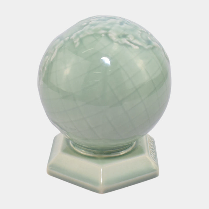 Mosaic Tile Company Zanesville Ohio 1930s Art Deco Pottery Green Ceramic Globe