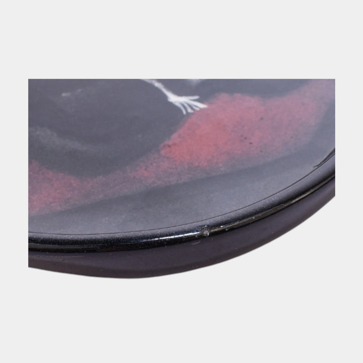 Pillin Studio Mid Century Modern Art Pottery Black Ceramic Woman And Child Tray