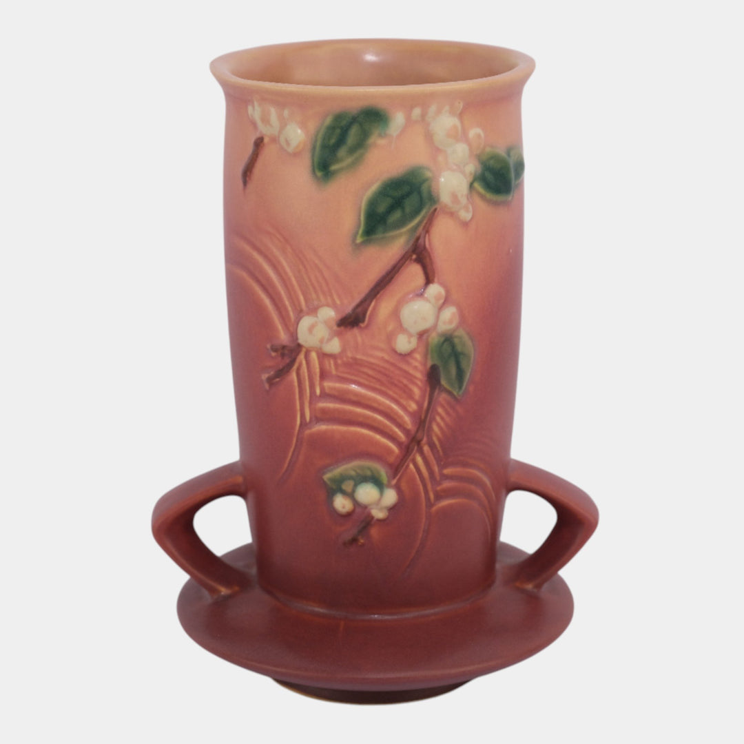 Roseville Snowberry Trial Glaze Pink 1947 Mid Century Modern Pottery Vase 1V1-8 - Just Art Pottery