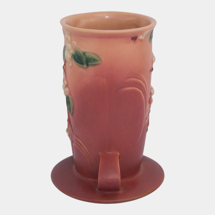 Roseville Snowberry Trial Glaze Pink 1947 Mid Century Modern Pottery Vase 1V1-8 - Just Art Pottery