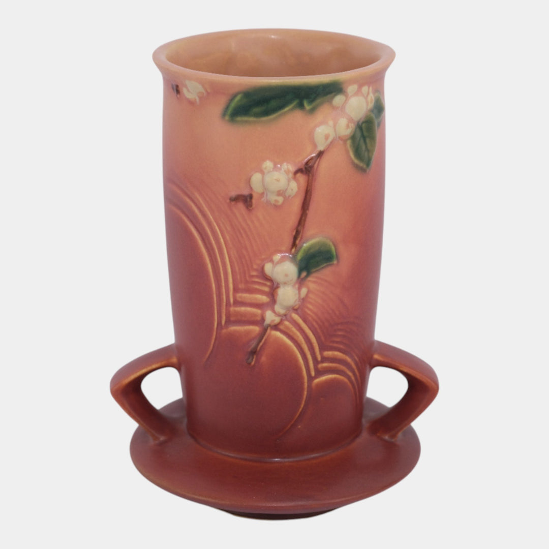 Roseville Snowberry Trial Glaze Pink 1947 Mid Century Modern Pottery Vase 1V1-8 - Just Art Pottery