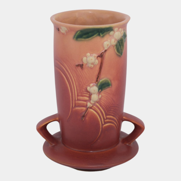 Roseville Snowberry Trial Glaze Pink 1947 Mid Century Modern Pottery Vase 1V1-8 - Just Art Pottery