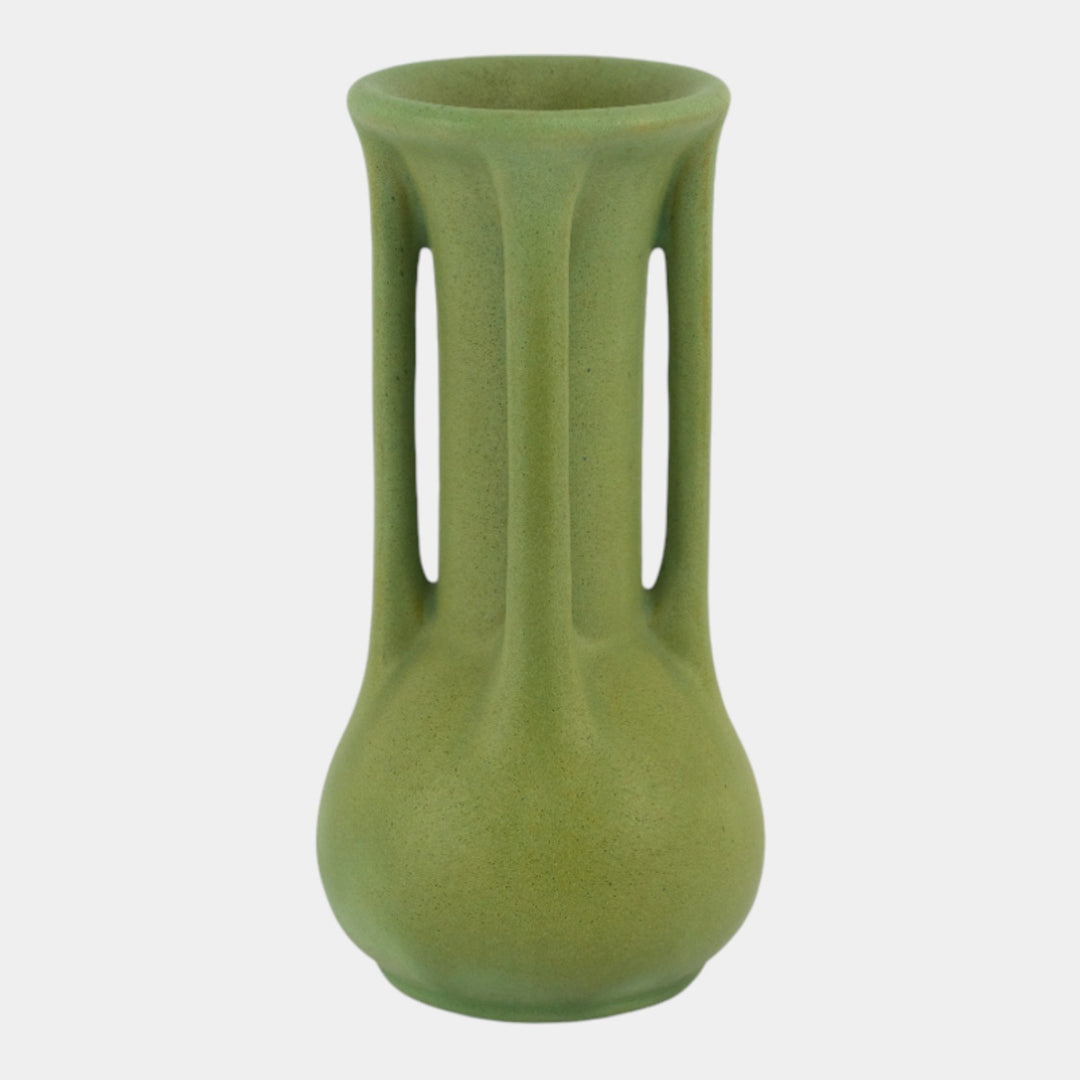 Teco Matte Green Vintage Arts And Crafts Pottery Four Handled Ceramic Vase 405