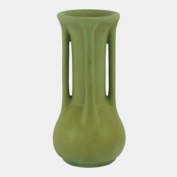 Teco Matte Green Vintage Arts And Crafts Pottery Four Handled Ceramic Vase 405