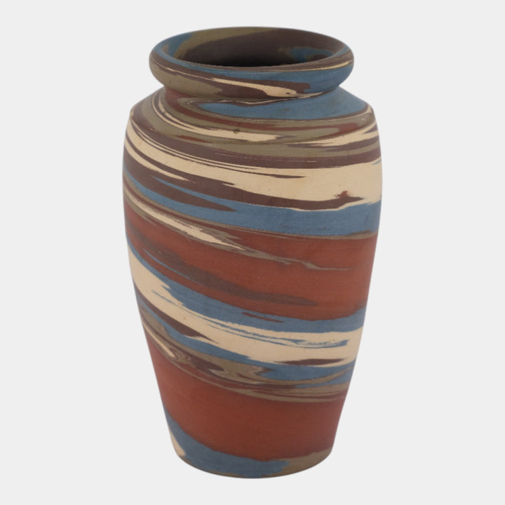 Niloak Mission Swirl Vintage Hand Made Art Pottery Blue Brown Vase