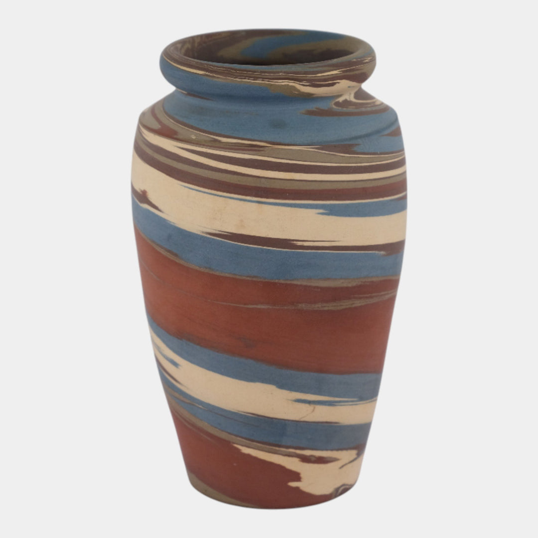 Niloak Mission Swirl Vintage Hand Made Art Pottery Blue Brown Vase