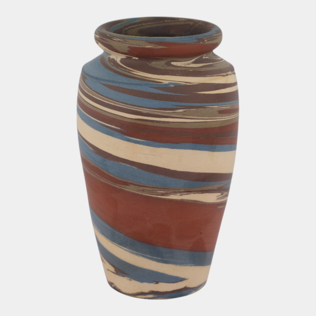 Niloak Mission Swirl Vintage Hand Made Art Pottery Blue Brown Vase