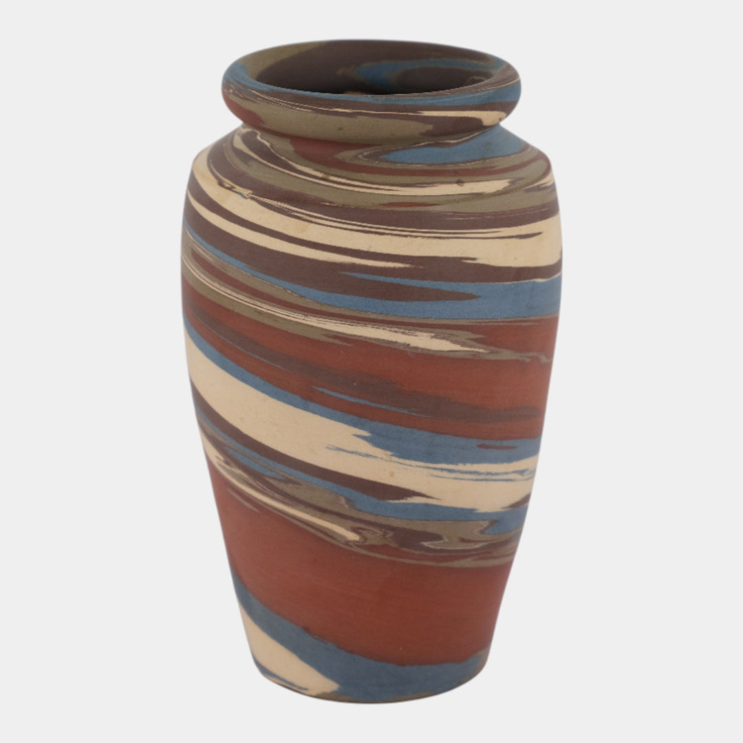 Niloak Mission Swirl Vintage Hand Made Art Pottery Blue Brown Vase