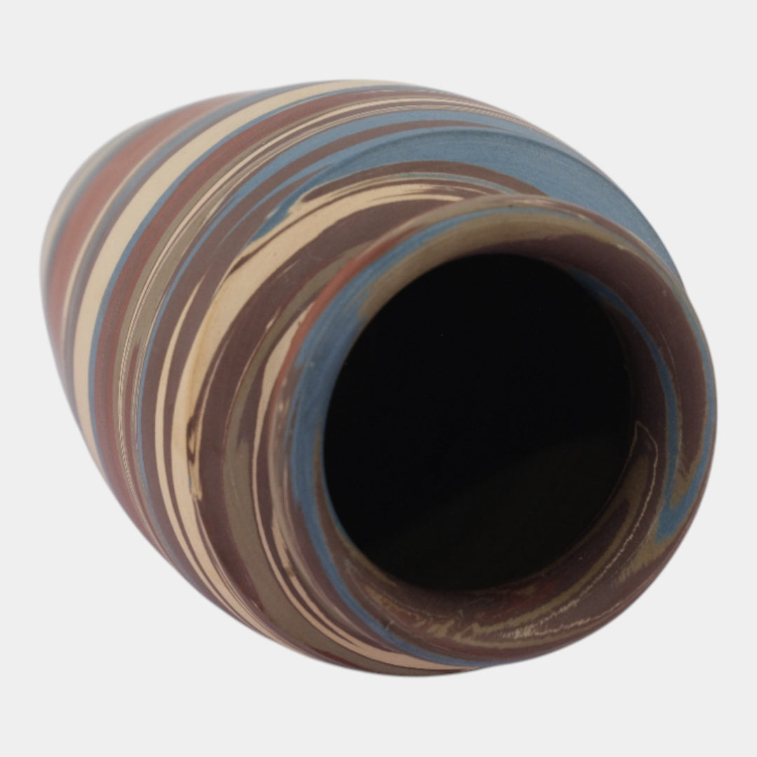 Niloak Mission Swirl Vintage Hand Made Art Pottery Blue Brown Vase