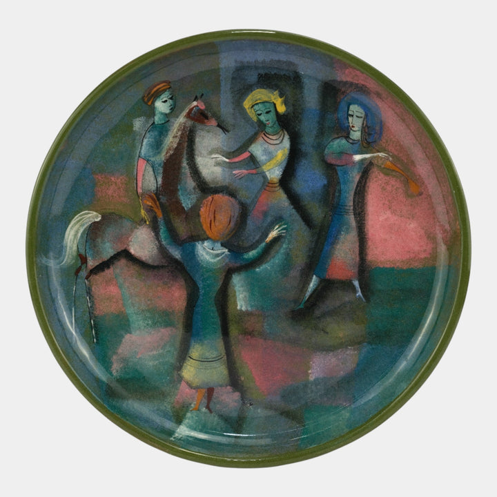 Pillin Studio Mid Century Modern Art Pottery Dancing Women Ceramic Plate