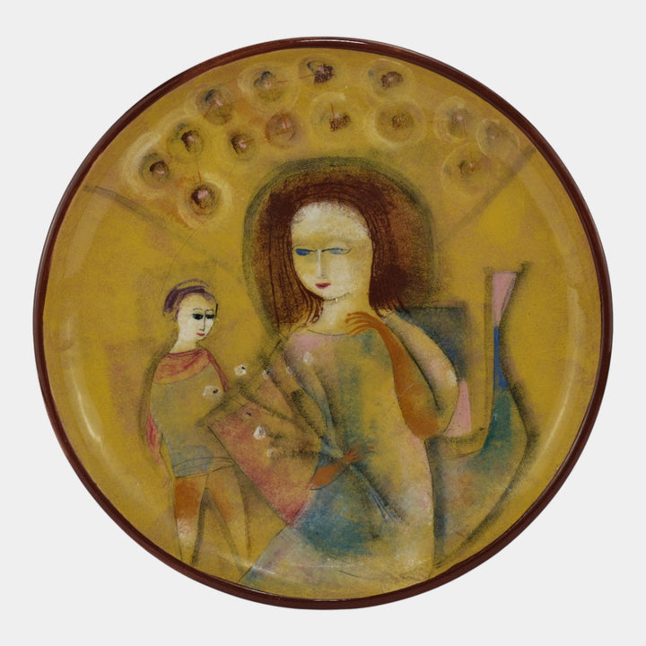 Pillin Studio Mid Century Modern Art Pottery Large Modernist Figural Plate